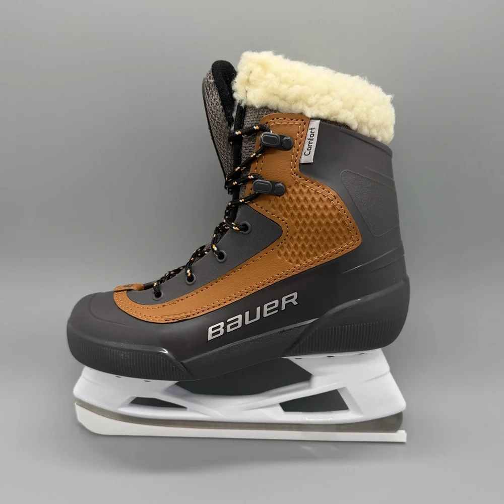 Bauer Whistler Lifestyle Brown Sherpa Collar Ice Skates JR Youth Sz 4 EU 37 NEW!